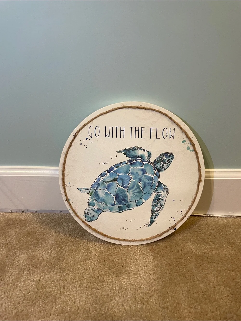 Hobby Lobby Blue Turtle Wall Sign - 'Go With The Flow'